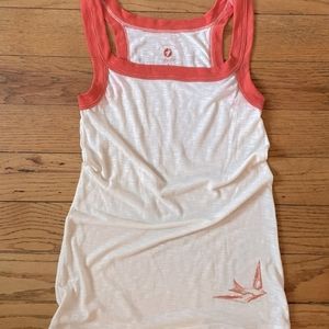 Oiselle cream and orange tank top size S